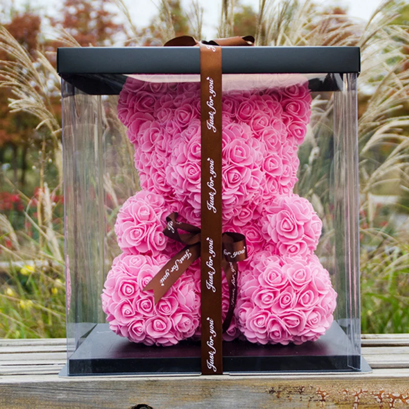 

Valentines' Day Gift PE Rose Bear Birthday Girlfriend Anniversary New Year Gift Artificial Flower Love Bear