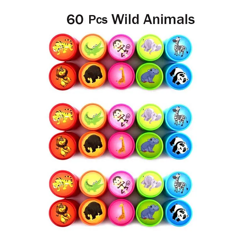 6 x 10 Wild Animal Ассорти Подарочные игрушки штамп подарки дети 60 шт Goodie сумки карнавальные призы праздничные вечерние принадлежности наполнители для пиньяты - Цвет: 6 x 10 Wild Animal