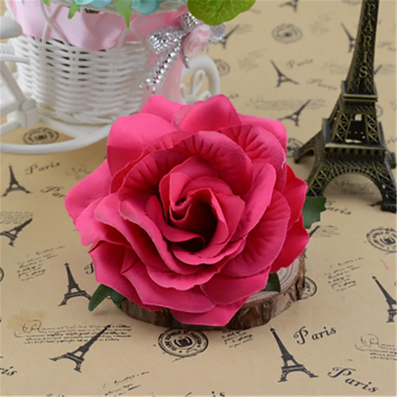 rose red 20 шт./лот, 10 см, большие шелковые Цветущие розы, искусственный цветок, голова для украшения свадьбы, сделай сам, венок, подарок, скрапбукинг, ремесло, цветок - Цвет: rose red
