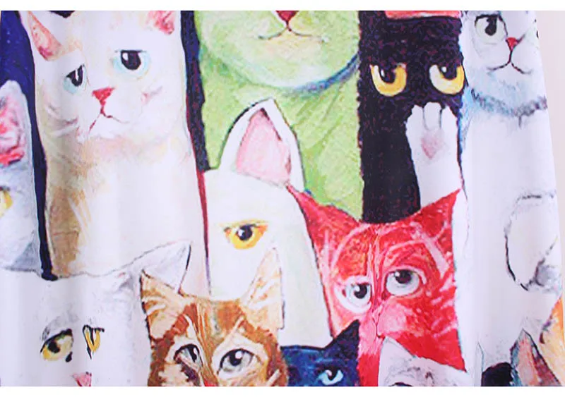 Модное женское мини-платье со множеством кошек летние платья для девочек