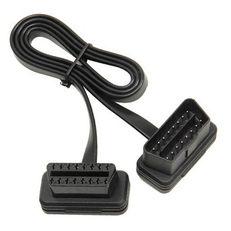 60 см плоский тонкий как лапша кабель OBD OBD2 OBDII 16Pin штекер гнездо диагностический