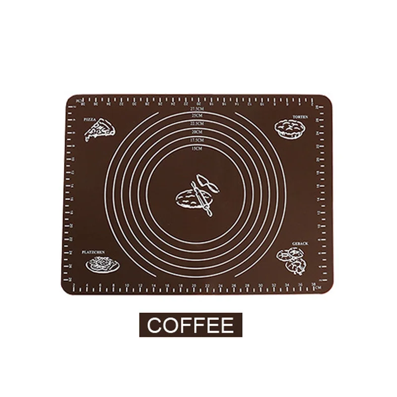 coffee 1 шт. 40*30 см Силиконовые Замес с антипригарным покрытием коврик для теста Выпечка посуда весы для выпекания хлебобулочных изделий коврик, кухонные инструменты - Цвет: coffee
