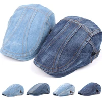 2022 autumn jeans beret hat for men women casual unisex denim beret cap fitted sun cabbie flat cap gorras