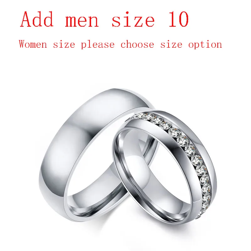 Add men size 10 Vnox 2 шт./лот Обручальные кольца для Для женщин Для мужчин изделия любовника 6 мм Нержавеющая сталь Обручальные кольца кольцо - Цвет основного камня: Add men size 10
