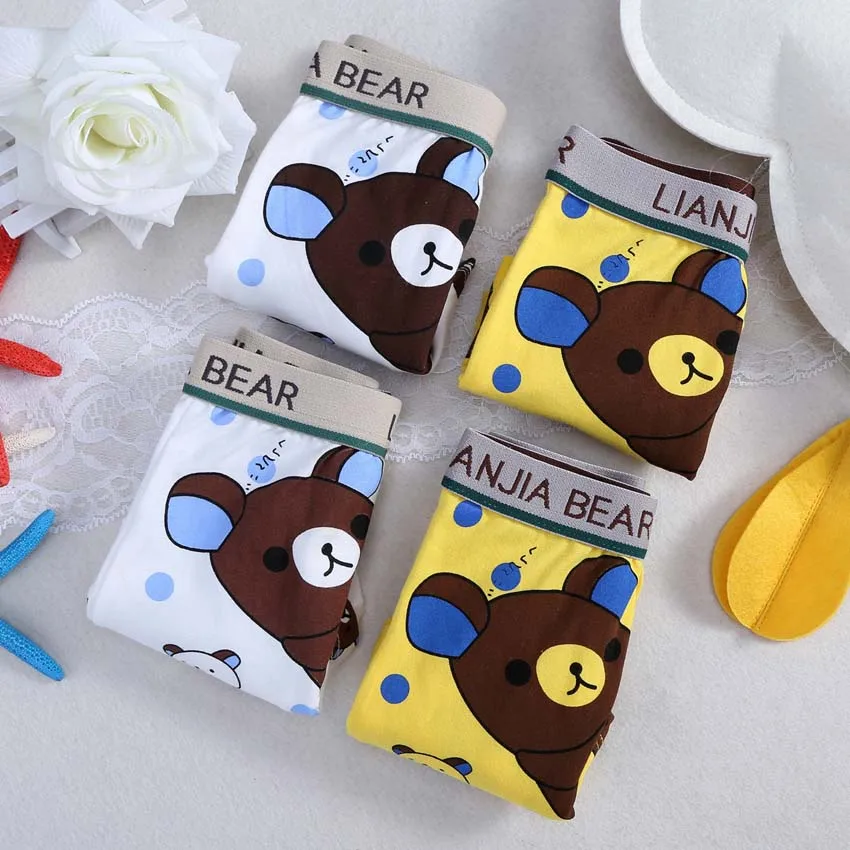 3 шт./лот милый медведь шорты для мальчика Боксеры Нижнее белье из хлопка нижнее