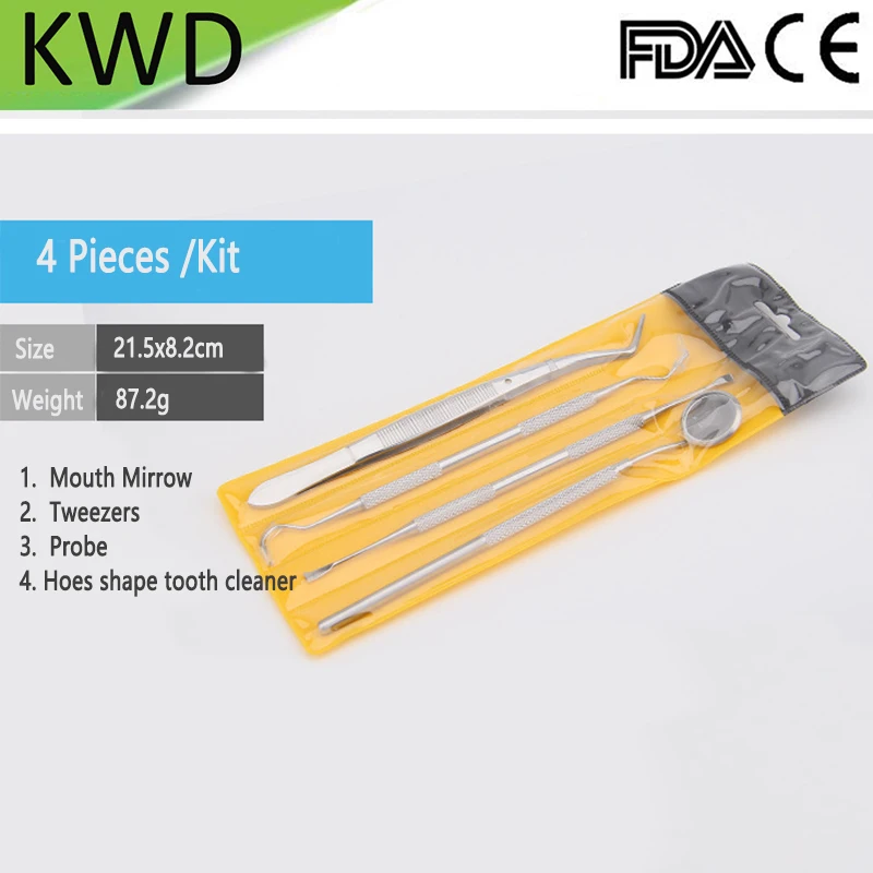 4pcs/set Stainless Steel Mouth Mirror Dental Tools Set Professional Dentist tools Instrument Hygiene Tooth Scraper Plaque | Красота и