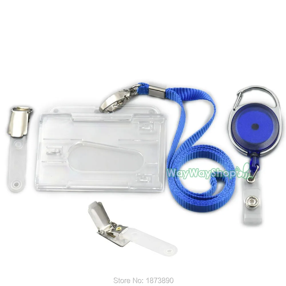 2 набора держатель для ID-карт SLT2 + Выдвижной зажим Ree шнурок горизонтальный черный