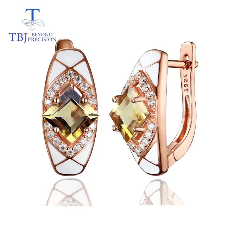 Женские серьги с цитрином TBJ подарочные ювелирные украшения натуральными