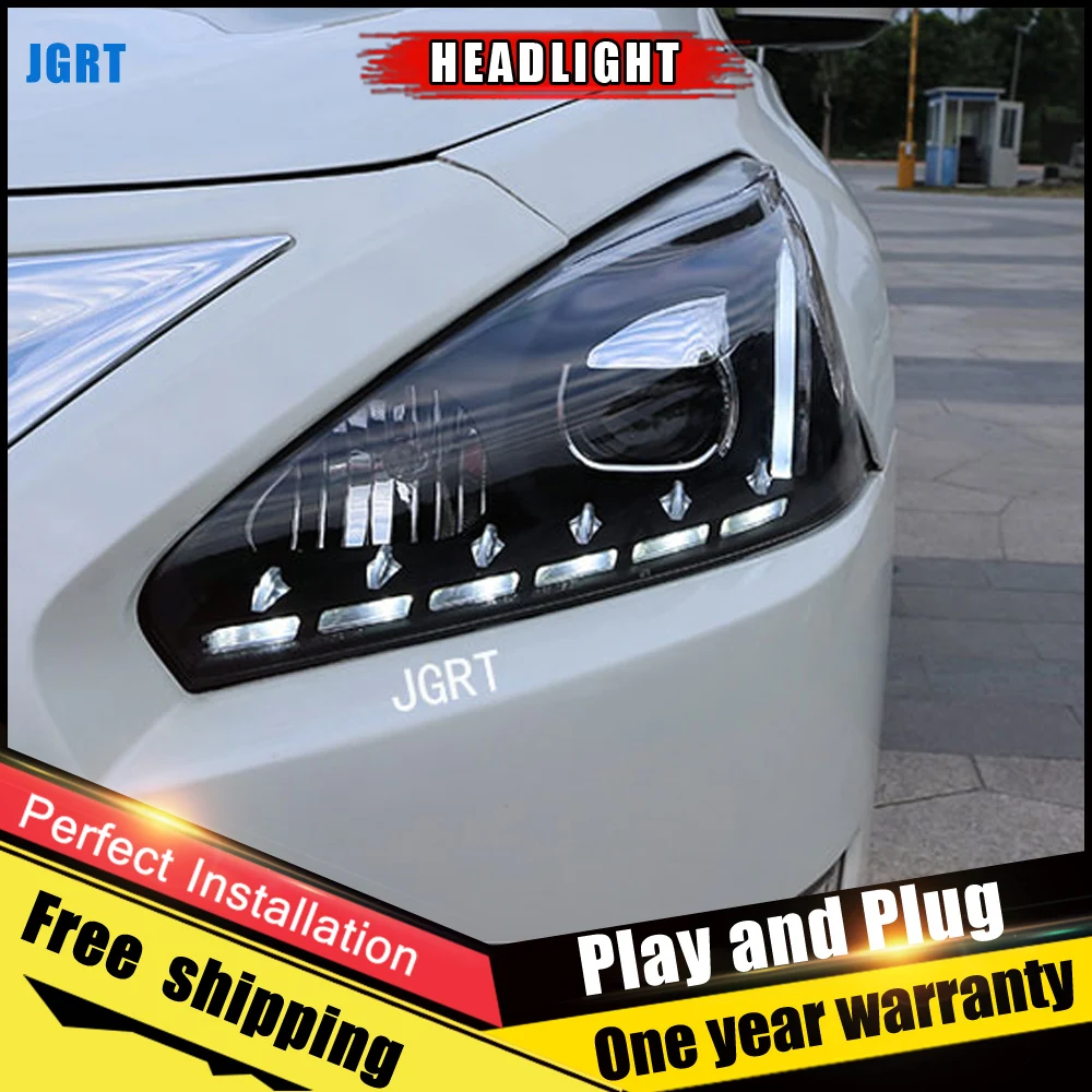 JGRT автомобиля Стиль светодиодный фары для Nissan Altima 2013-2015 налобный фонарь DRL