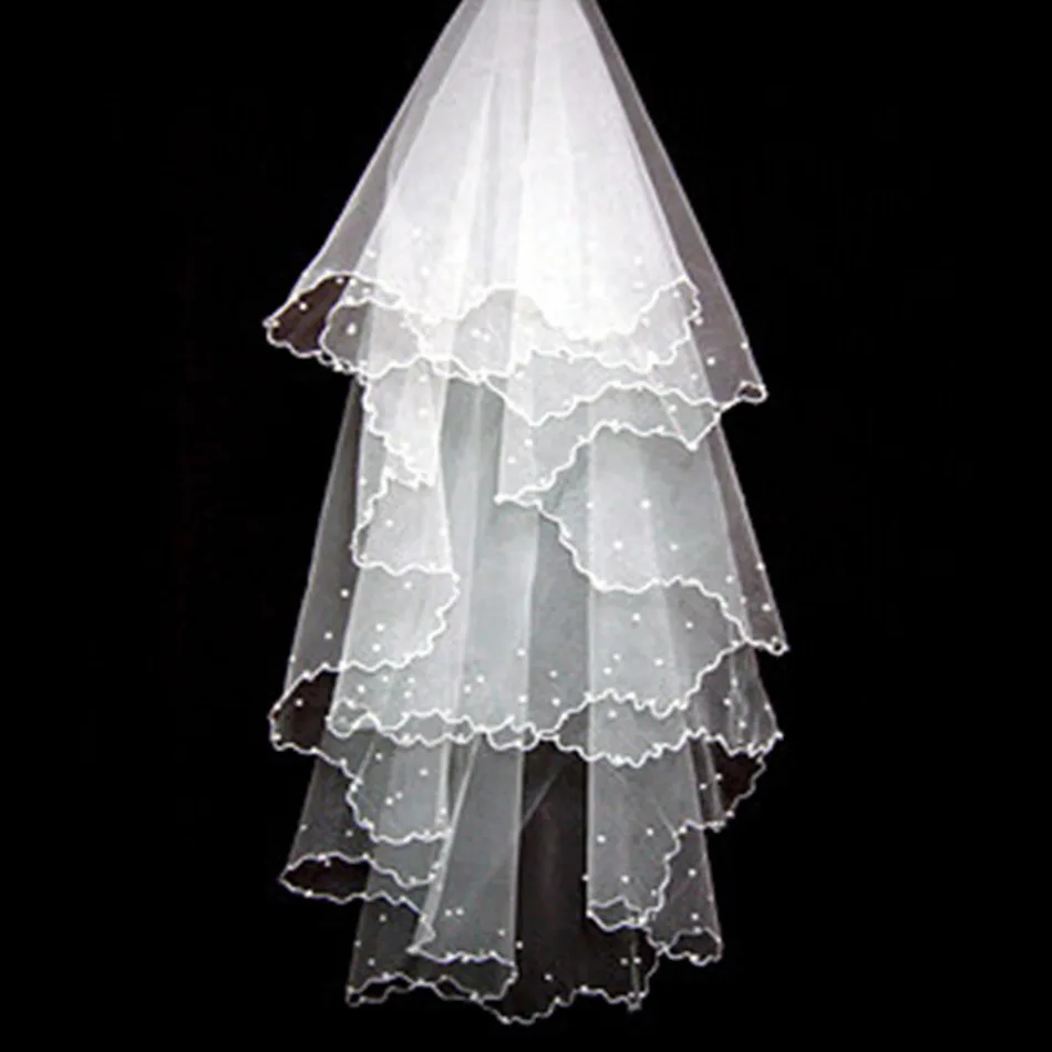 Белый два Слои Оптовая бисероплетение зубчатый край слоновой кости Свадебная