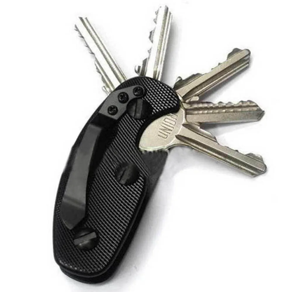Черный Key Holder Алюминий сплав брелок гибкий держатель для ключей клип Алюминий клип ключи Организатор сумка кошелек папку - Цвет: Черный