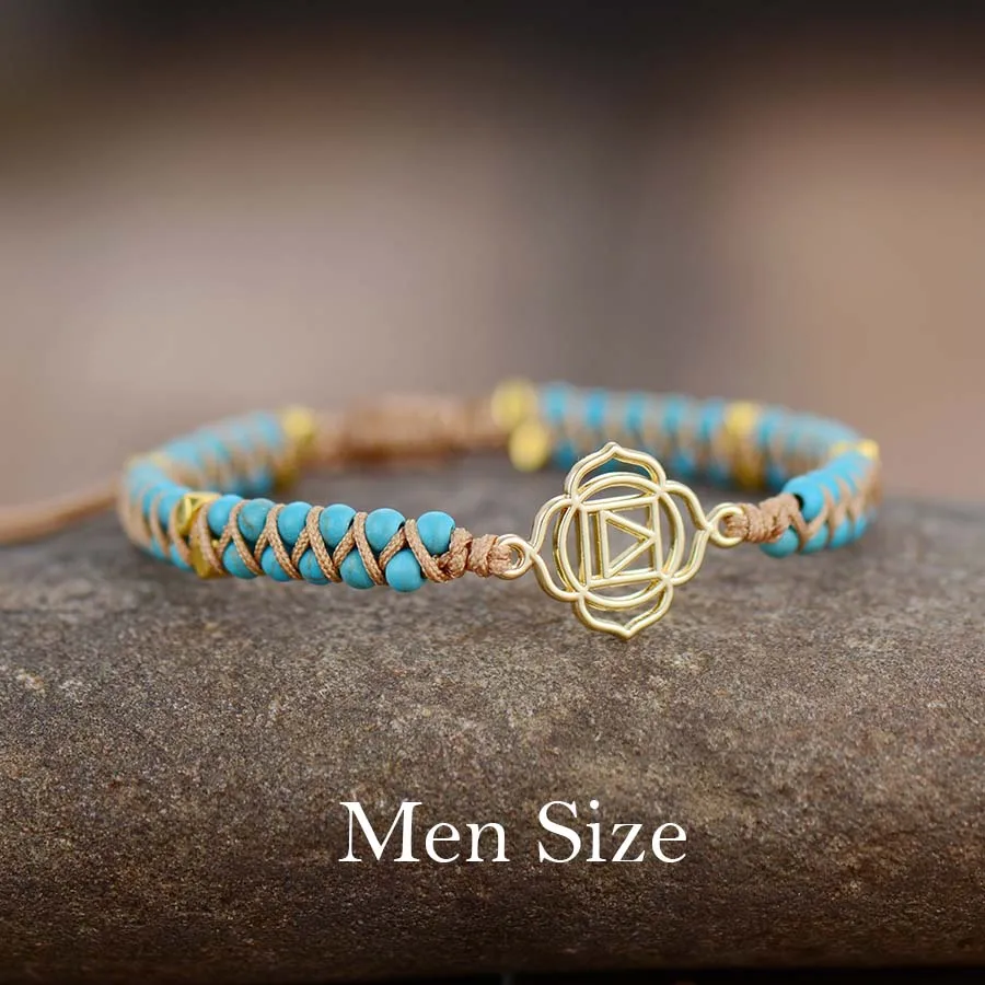 Turquoise Men Шарм браслеты полудрагоценный камень золотой тон символ рейки браслеты Йога дружба браслет возлюбленной - Окраска металла: Turquoise Men