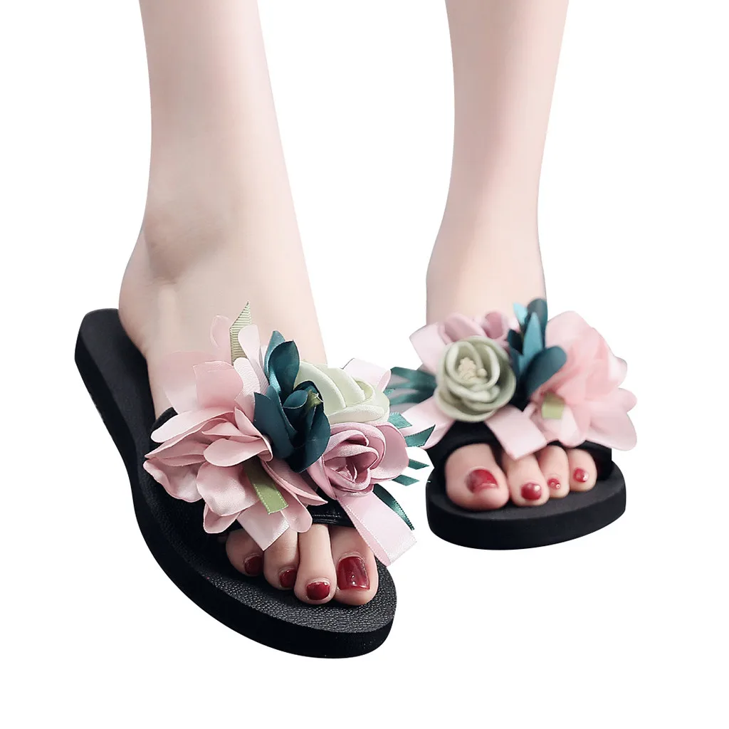 Новинка 2019 стильные женские туфли богемные тапочки на плоской подошве с цветами