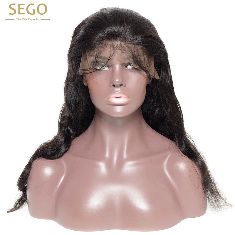 SEGO 13*4 волнистые человеческие парики для черных женщин 130% плотность натуральный