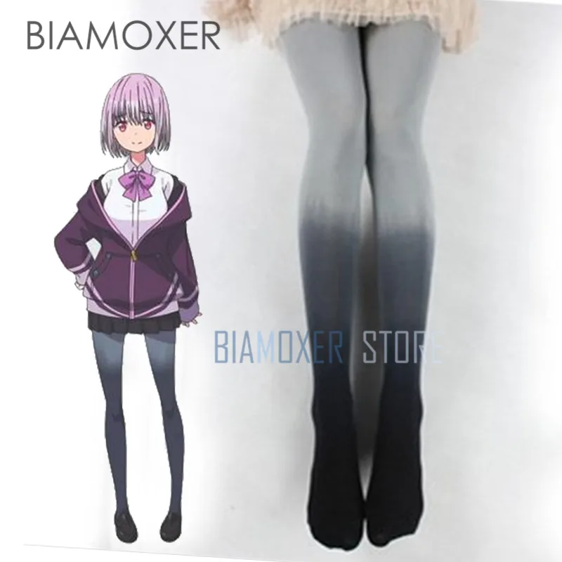 Biamoxer Аниме! SSSS. GRIDMAN Shinjo Akane парик косплей костюм модные женские повседневные чулки серый плотный - Цвет: Tight