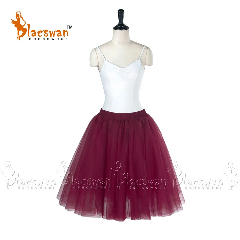Burgundy Quality 4 layer soft tulle below knee length ballet tutu skirt practicing tutu skirts White Romantic Half Tutu Black BT607 - Цвет: Burgundy