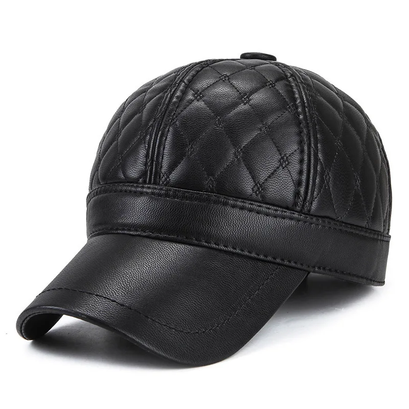 Теплая зимняя обувь из кожи и меха Бейсбол Кепки уха Защитите Snapback шляпа для Для женщин высокое качество зимняя шапка для Для мужчин Solid Россию hat