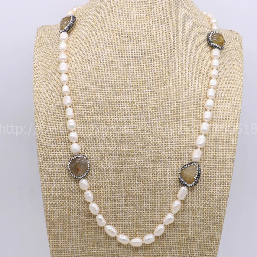 Ожерелье из натурального жемчуга ручной работы драгоценные камни для женщин