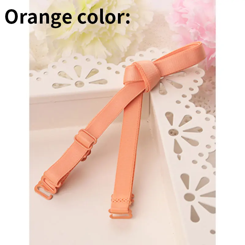 Orange color Цветное нижнее белье, регулируемые съемные плечи, Эластичные аксессуары, бюстгальтер, ремни для бюстгальтера, ширина 1,0 см, 10 мм, Нескользящие - Цвет: Orange color