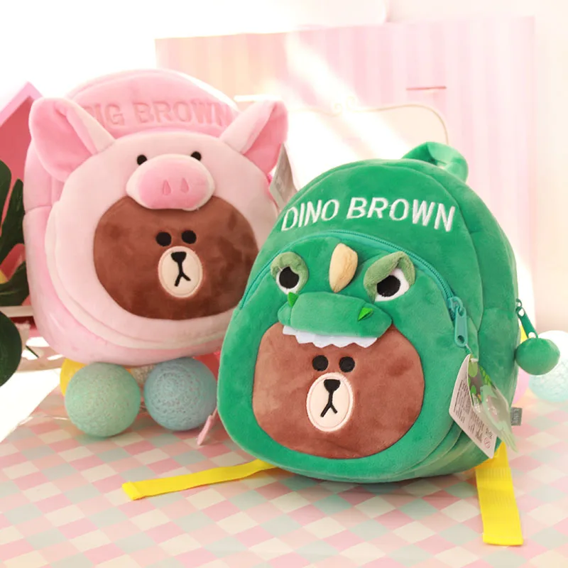 Мультяшный коричневый медведь плюшевый рюкзак аниме мультфильм мягкая сумка