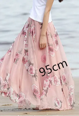 95CM Новая весенне-летняя длинная шифоновая пляжная юбка с принтом в богемном стиле, Женская длинная юбка с принтом - Цвет: 95CM