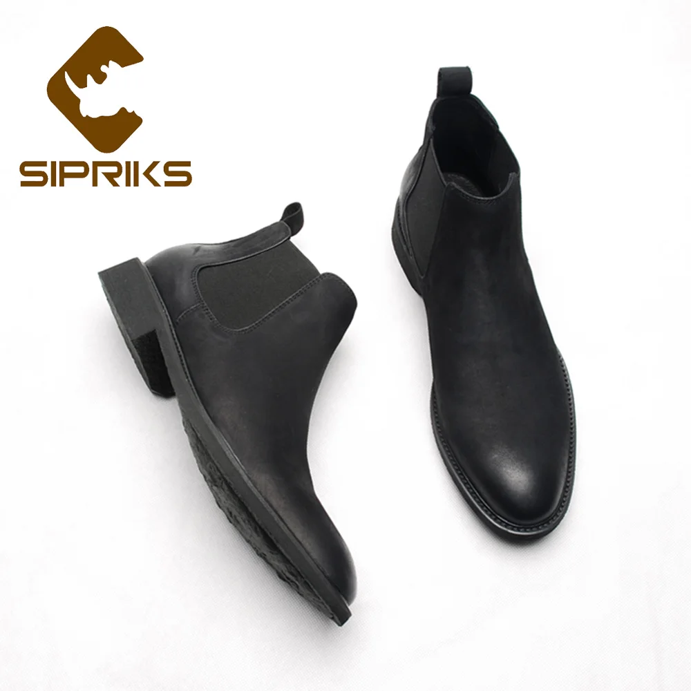 Мужские черные ботинки челси Sipriks из натуральной кожи классические ковбойские