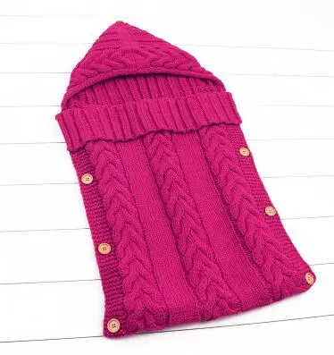 82W261 Rose red Детские спальные мешки, зимние теплые флисовые пеленальные одеяла для младенцев 0-6 м, белье для коляски, детский спальный мешок - Цвет: 82W261 Rose red