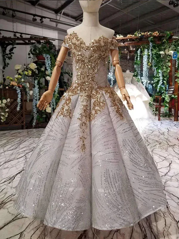 as picture HTL0534 бальное платье; нарядные платья для девочек; платье для первого причастия с открытыми плечами; Золотое кружевное детское вечернее платье; платье для причастия fille - Цвет: as picture