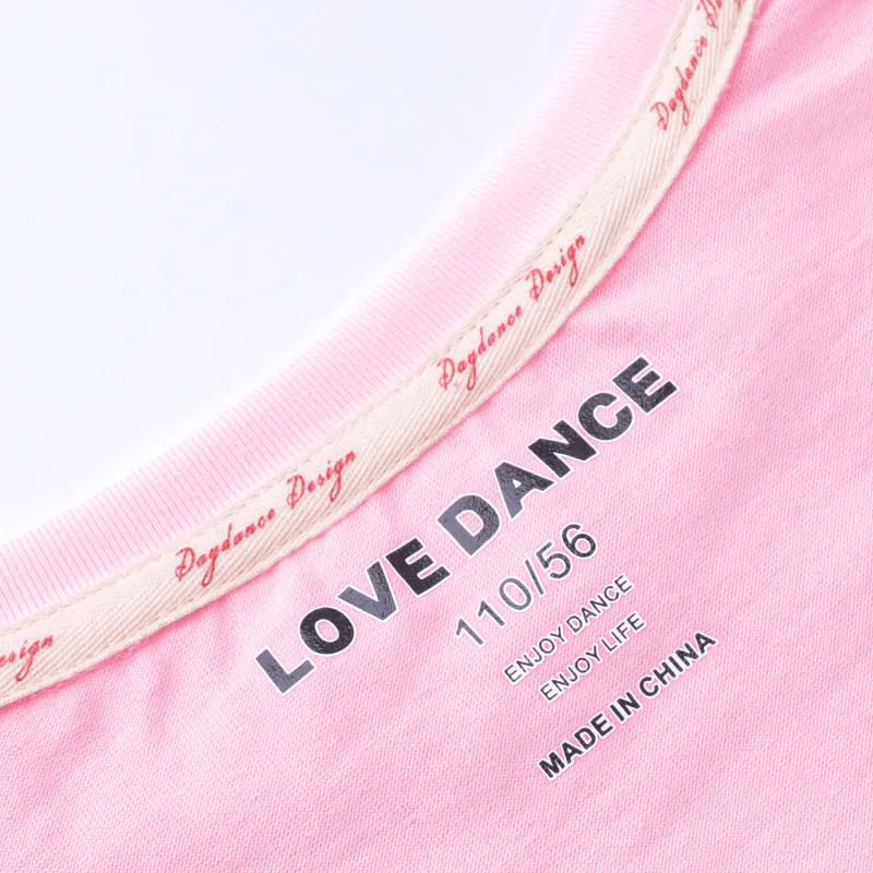 Summer Girls Printed Shirt Kids Full Cotton T Shirt Short Sleeve Top Children Sport Yoga Jogging Fitness Tees Black White Pink