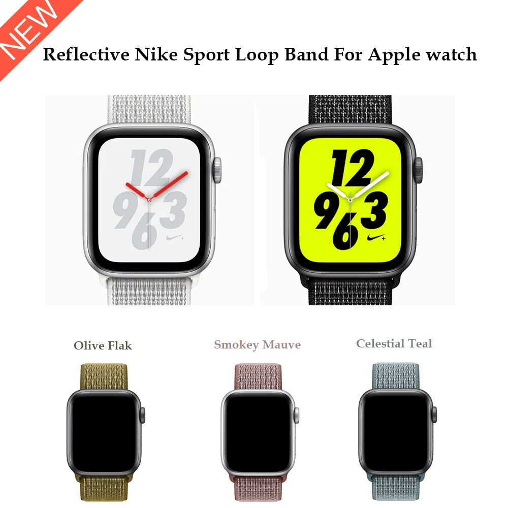 Светоотражающий нейлоновый спортивный ремешок-петля для Apple Watch серии Nike 5 4 44 мм 40 мм ремешок для часов iWatch 42 мм 38 мм серия 4 3 2