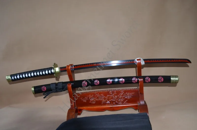 Косплей Аниме One Piece Zoro Sword Black ShusuiSandai Katana Настоящее стальное лезвие красное