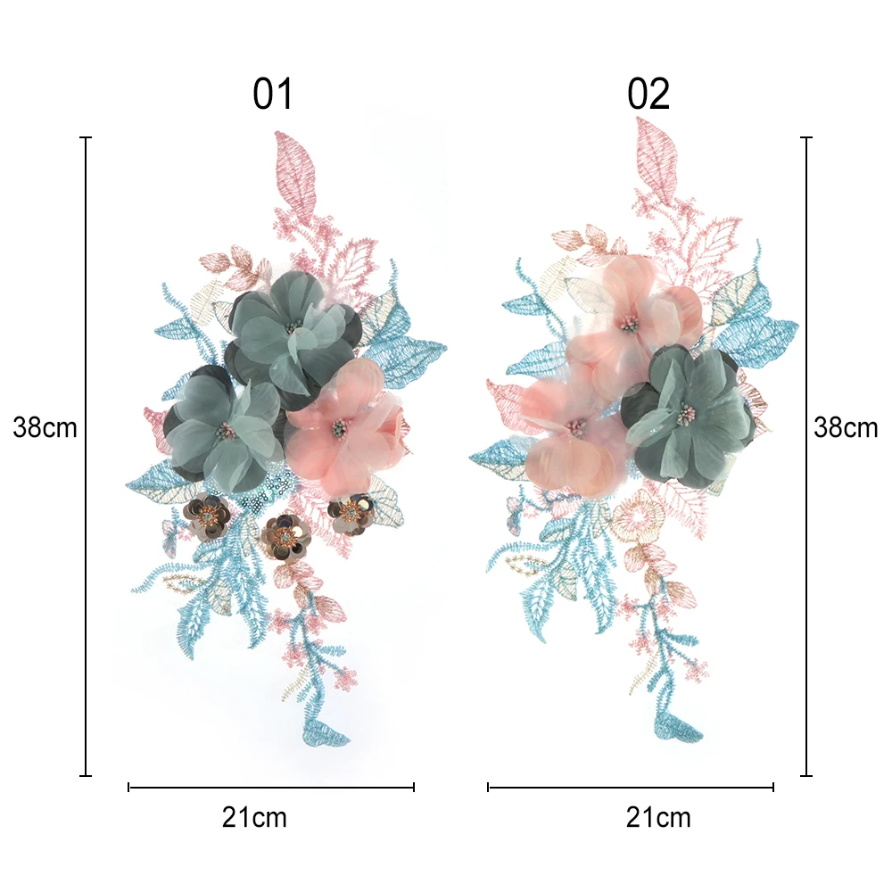 3D Трехмерная Цветочная кружевная вышитая горловина воротник отделка одежды