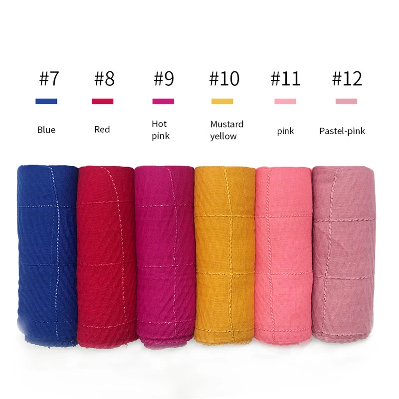 Однотонный Новый клетчатый шарф шарфы простой женский длинный хиджаб элегантная