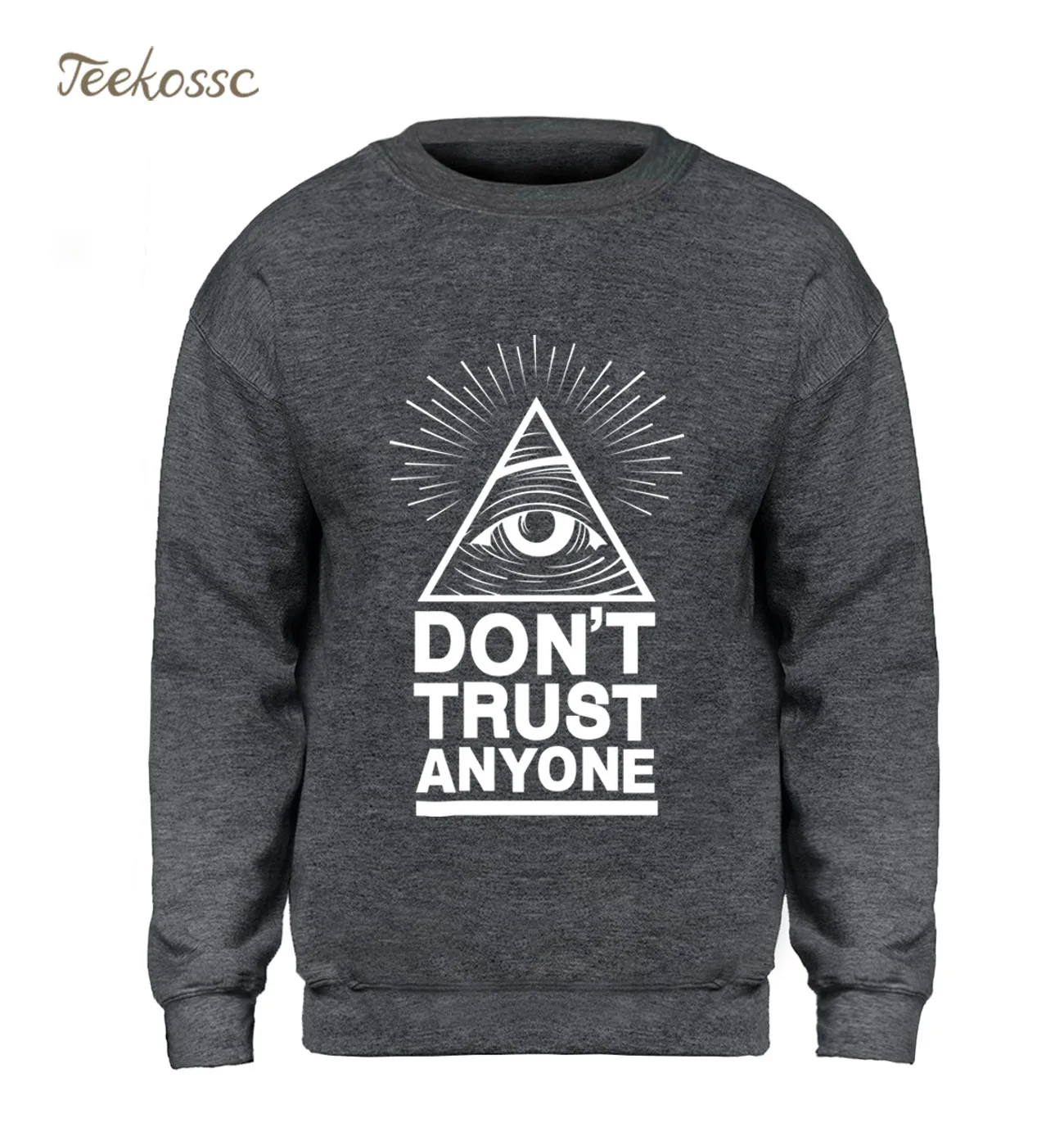 

Мужская толстовка с капюшоном Don't Trust, серая, черная, серая, круглая, флисовая, теплая, брендовая, уличная одежда, 2018
