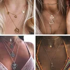 Женское ожерелье с Луной и крестом Hamsa, винтажное ожерелье с кисточкой и сердцем, вечерние подарочные украшения