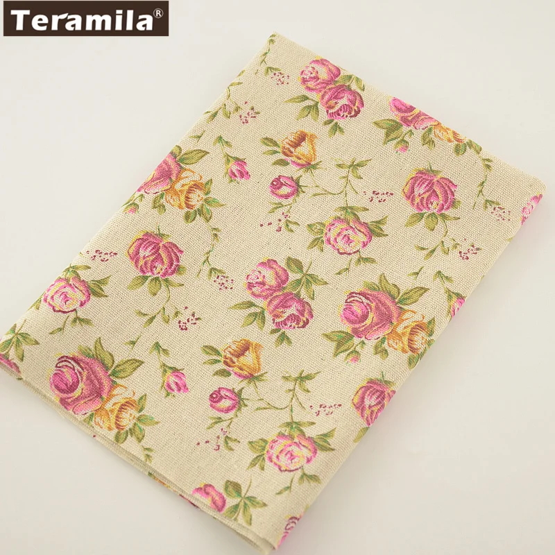 Sewing Material Tissu Tablecloth TERAMILA Cotton Linen Fabric Pillow Bag Curtain Cushion Home Textile Blooming Flowers|sewing material|cotton linen