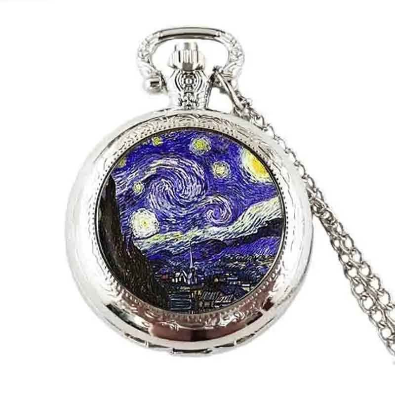 Ван Гог миндаль ветка в бруме карманные часы ожерелье Доктор Кто 1/Мужская Ретро