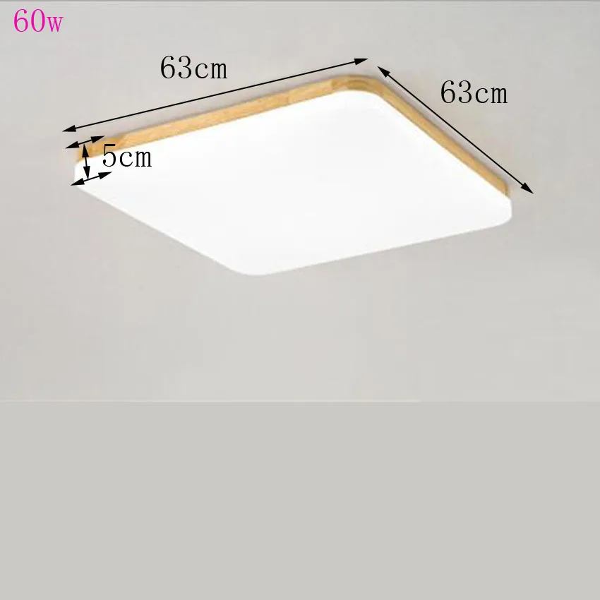dia 63x63cm 60w Ultra-thin 5cm wooden Acrylic led ceiling lights for living/dining room home Lighting 60w 96w modern large ceiling lamp fixture - Цвет корпуса: dia 63x63cm 60w