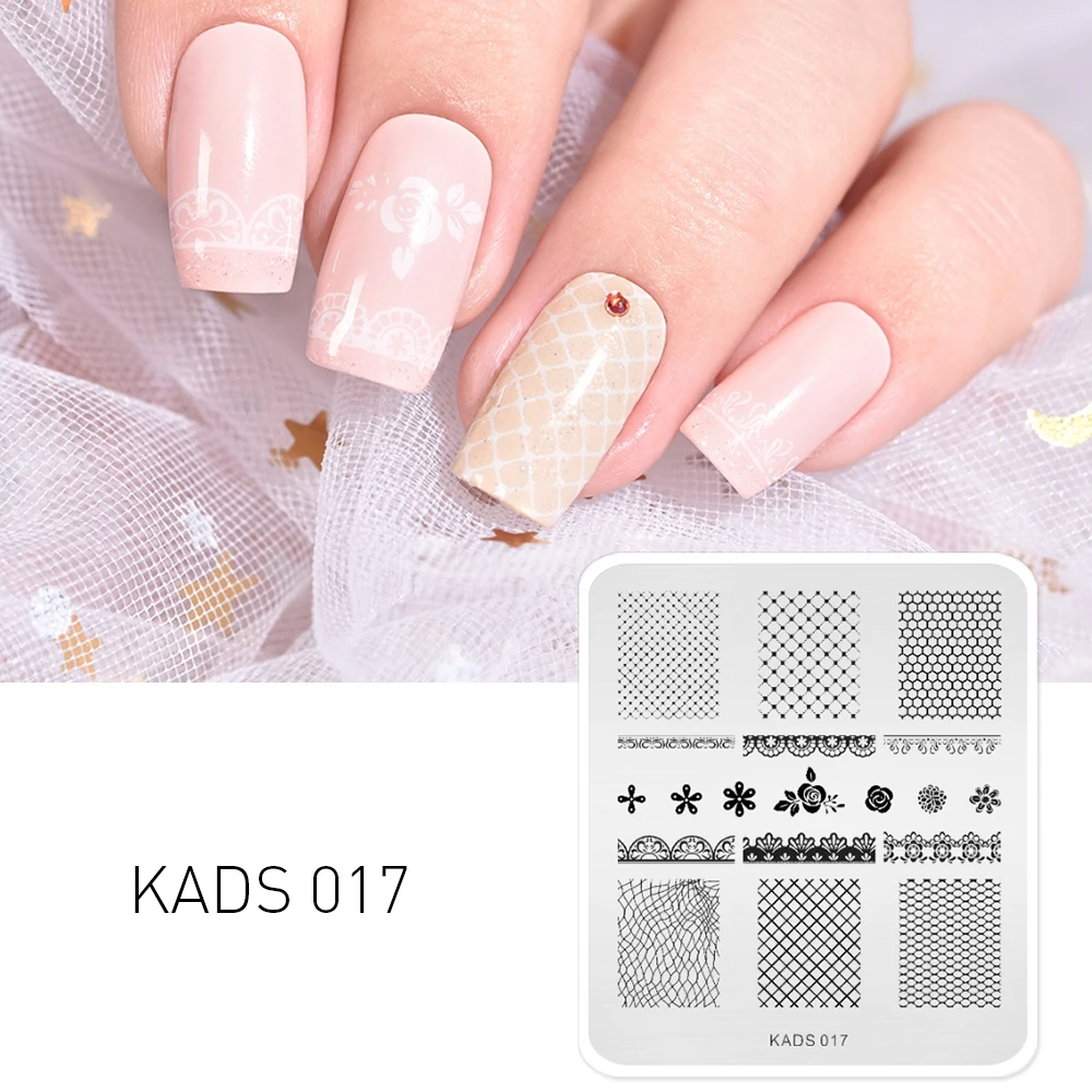KADS Мода Цветы и Кружева Дизайн Ногтей Печать Плиты Nail Art Шаблон Красоты Маникюр