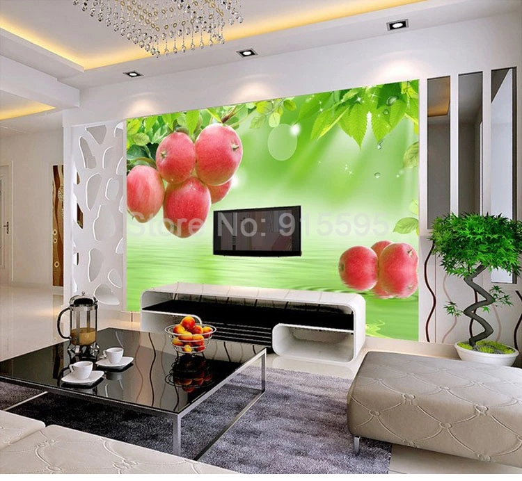 Custom Self-adhesive Wallpaper Fresh Fruit Large Mural TV Background Wall Painting Living Room Home Decoration Stickers For Wall