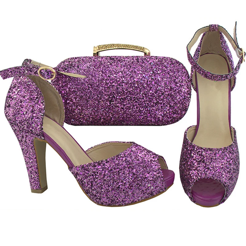 L Фиолетовый итальянской обуви с сумки в комплекте Размер 38–43 высокое качество