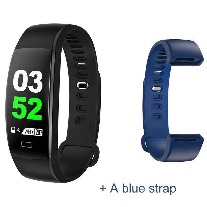 Add a blue strap Умные браслеты кровяное давление монитор сердечного ритма водонепроницаемый IP68 умный Браслет фитнес-трекер часы gps трекер активности - Цвет: Add a blue strap