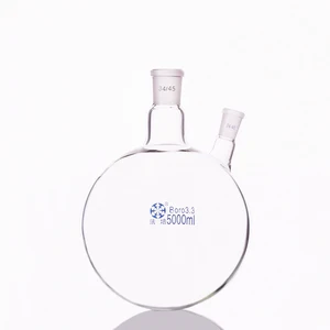 Колба двугорлая косая, с двумя горлышками, стандартная шлифованная горловина, емкость 5000 мл, среднее соединение 3445 и боковое соединение 2440
