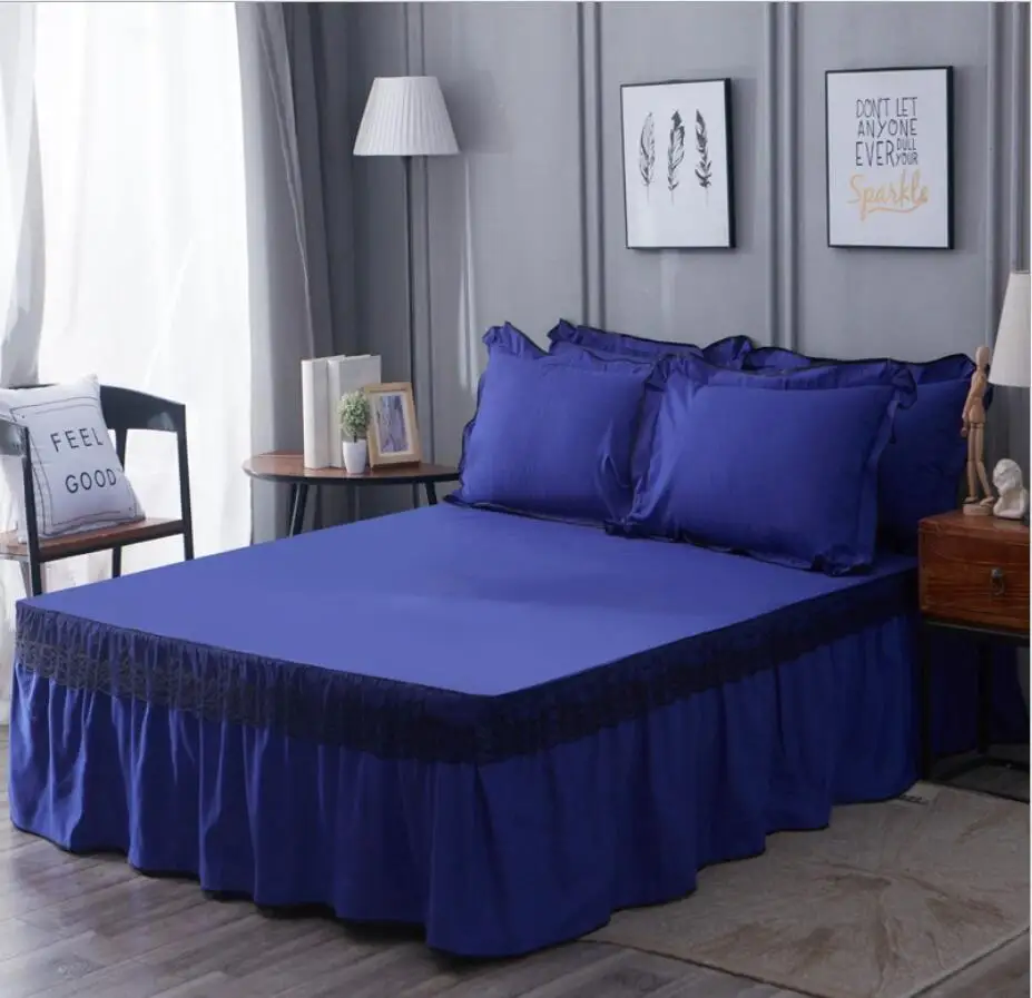 Гофрированная Корейская кровать юбка покрывало для матраса простыня однотонное