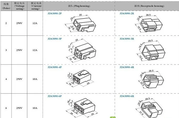 Free Delivery.Four 4: 6.3 mm hole connector terminal 1 male and female + head |