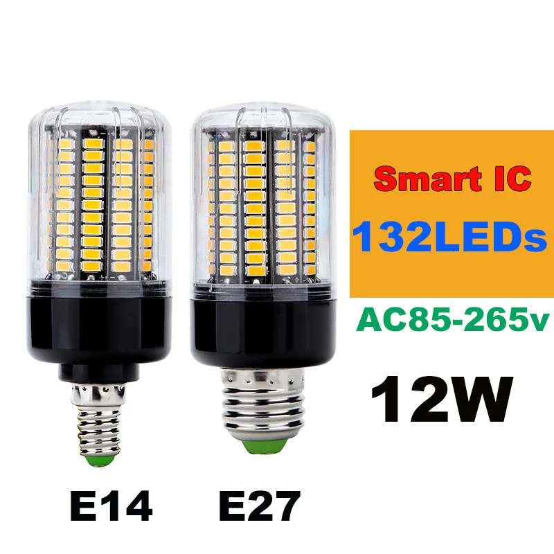 E27 светодиодный светильник части IC 5736 SMD СВЕТОДИОДНЫЙ кукурузная осветительная лампочка 3,5 W 5 W 7 W 8 W 12 W 15 W E14 85 В постоянного тока-265 без мерцания, постоянный ток - Испускаемый цвет: 12W 132LEDs