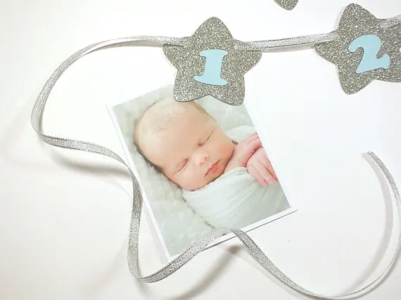 1-12 месяцев серебристые и синие мерцающие маленькие звезды Детские вечерние