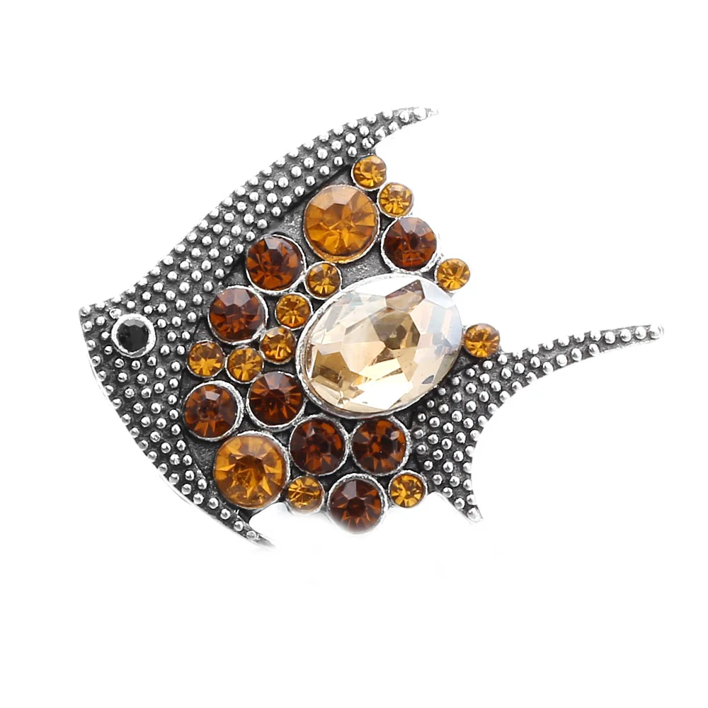 10 шт./лот новые ювелирные изделия с застежкой-кнопкой Красочные Стразы рыбками на