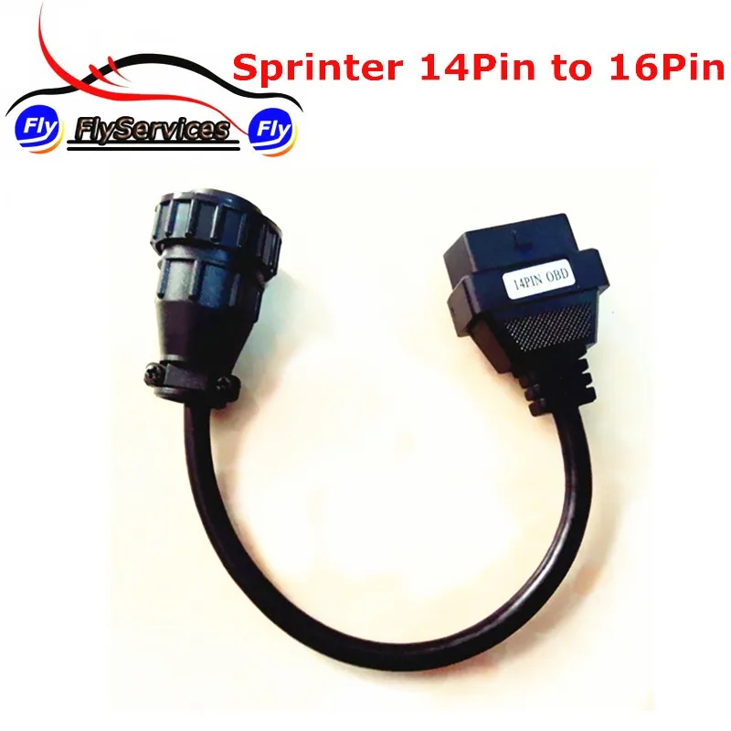 2017 New Arrival For MB Sprinter 14Pin To 16Pin OBD2 14 Pin OBD 2 OBDii Connection Adaptor Car Connector Cables | Автомобили и