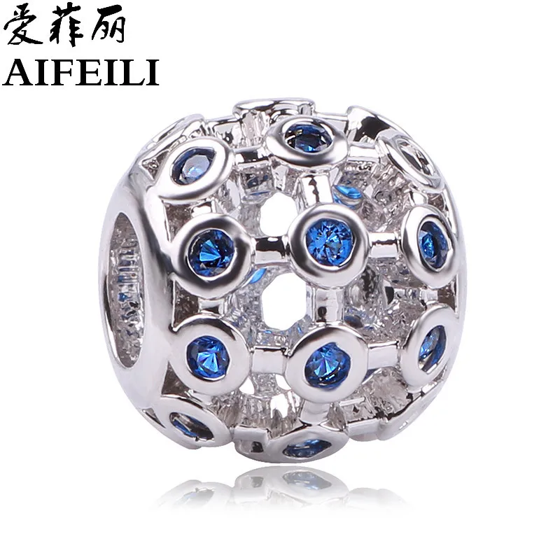 AIFEILI Новое поступление серебряный цвет глаз злой Шарм бисера с синим CZ Fit Pandora браслет модные ювелирные изделия подарок - Цвет: RS020